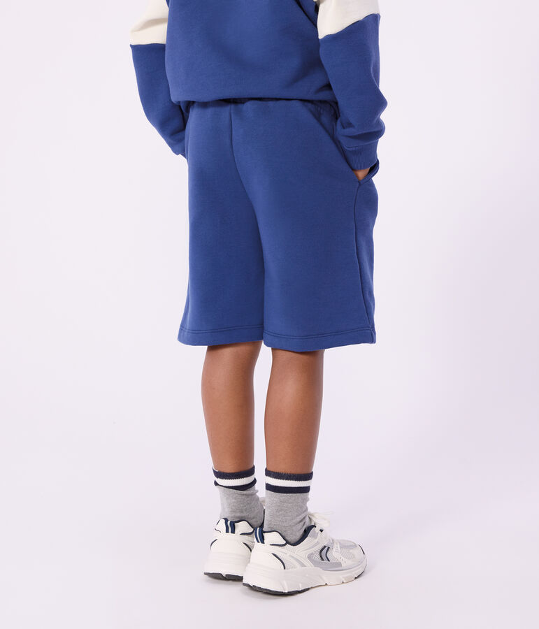 Bermuda short enfant en coton uni bleu