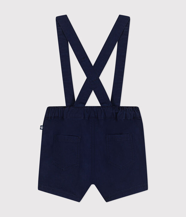 Salopette courte en serge b&eacute;b&eacute; bleu fonc&eacute;
