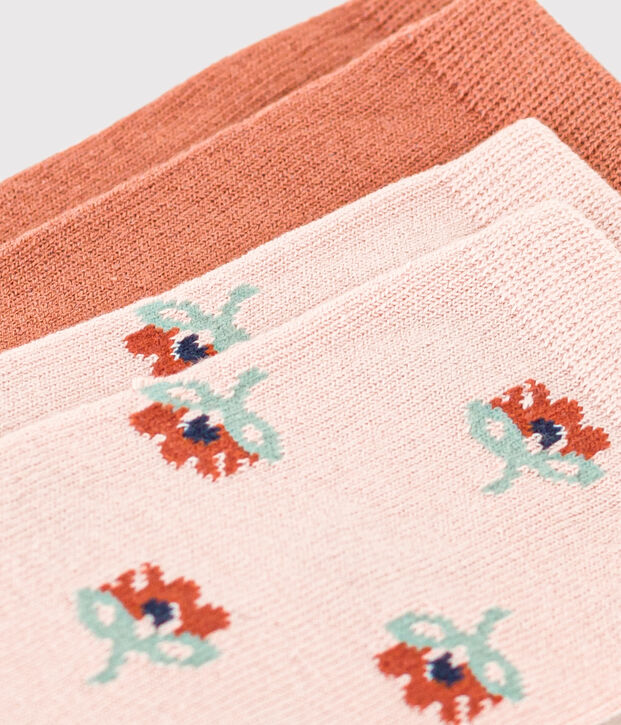 Set van 2 paar meisjessokken met bloemetjes multicouleur