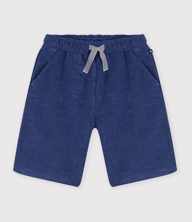 Bermuda short enfant en coton uni bleu fonc&eacute;