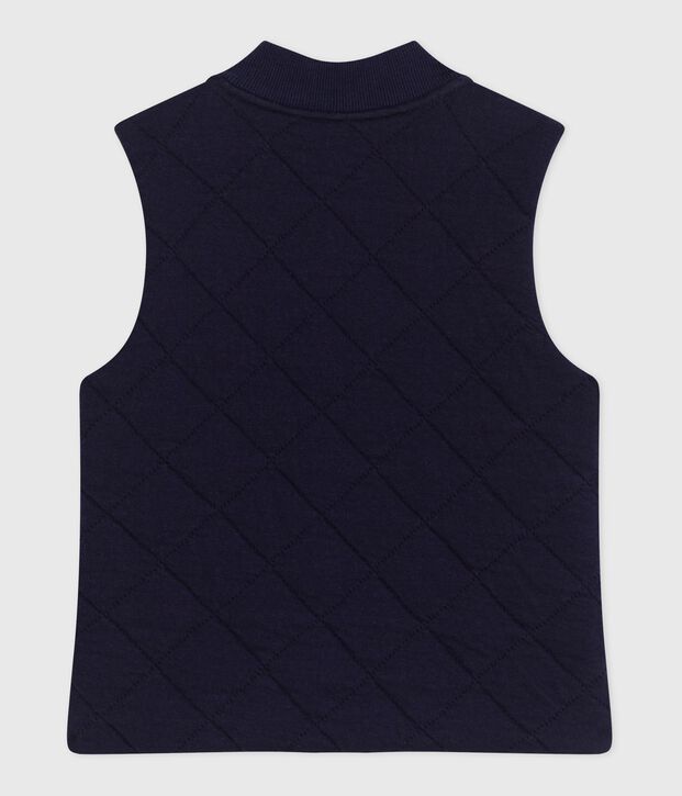 Gilet enfant en coton sans manche uni bleu marine