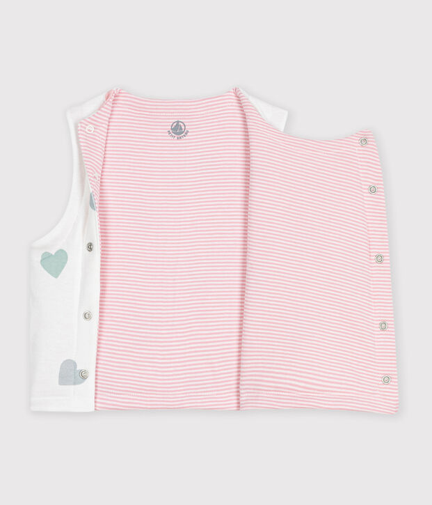 Omkeerbare katoenen cardigan zonder mouwen met print wit/multicouleur