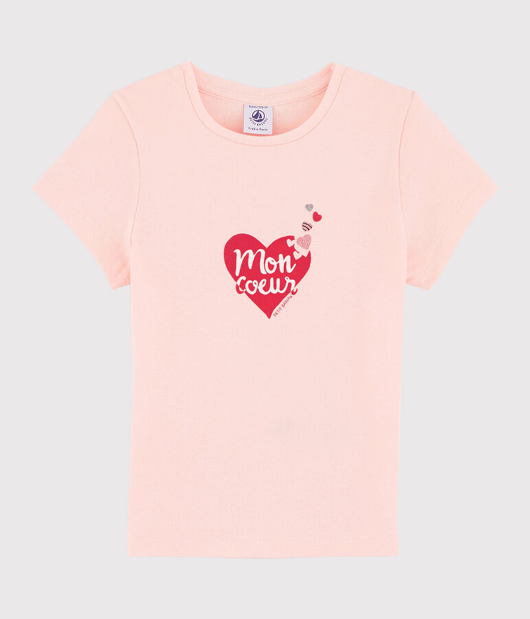 T-shirt met zeefdruk meisjes kinderen roze