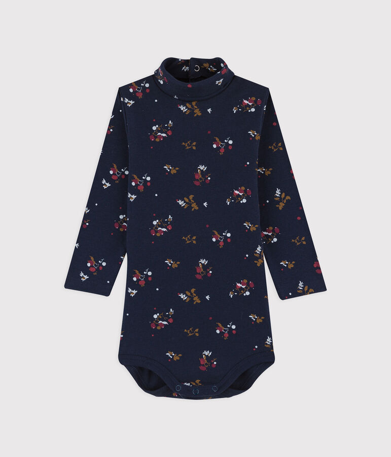 Katoenen romper met lange mouwen baby blauw SMOKING/wit MULTICO