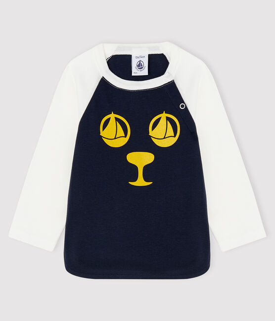 T-shirt baby jongen blauw SMOKING/wit MARSHMALLOW
