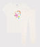 Meisjes-dame pyjama van ribtricot met roze flamingo wit MARSHMALLOW/wit MULTICO