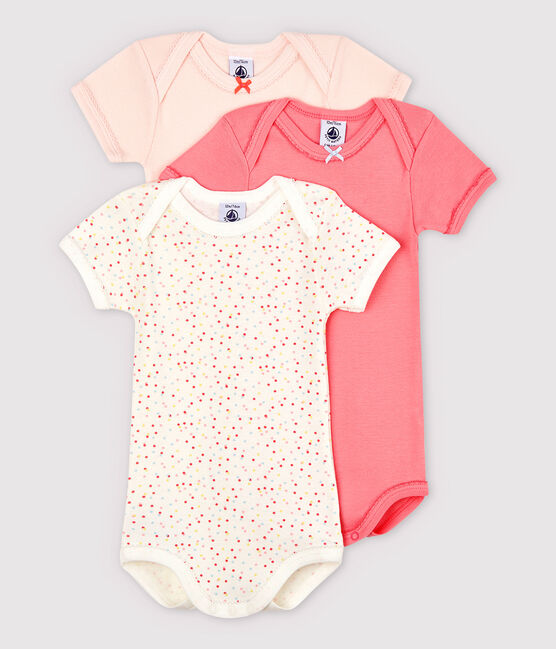 Set van 3 roze rompertjes van biologisch katoen met korte mouwen voor babymeisjes variante 1