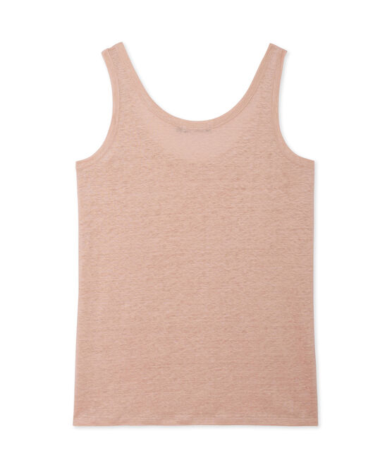 Débardeur femme en lin laqué rose ROSE/gris ARGENT
