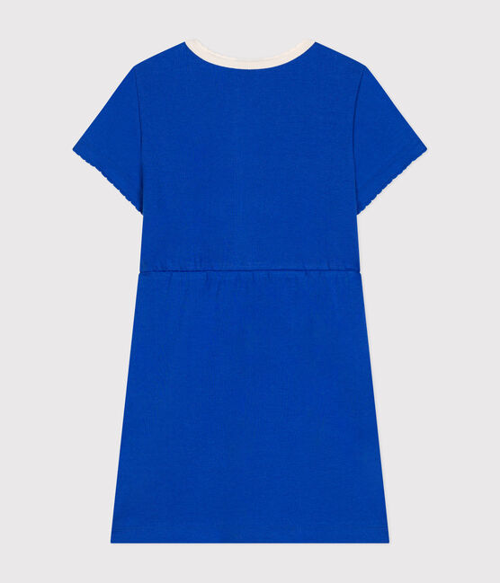 Katoenen jurkje met korte mouw voor meisjes blauw CALVIN