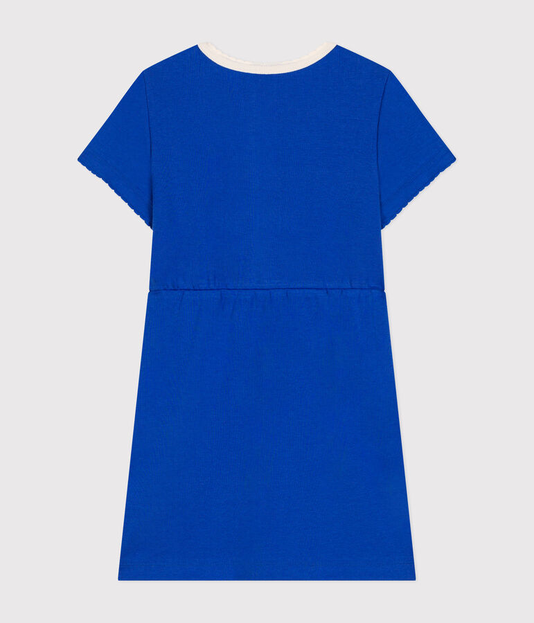 Robe manches courtes en coton enfant fille bleu