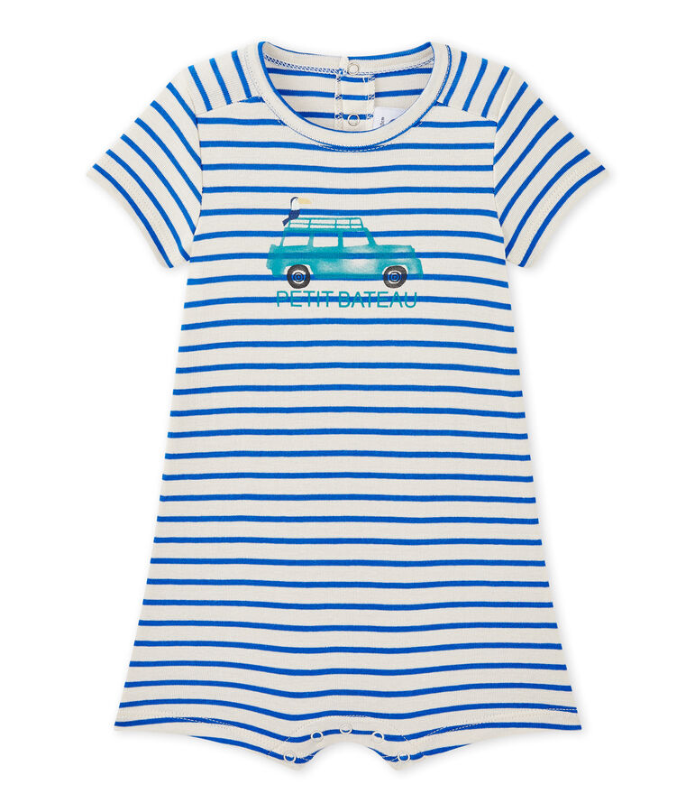Marinegestreept kort pakje voor babyjongens wit FETA/blauw PERSE