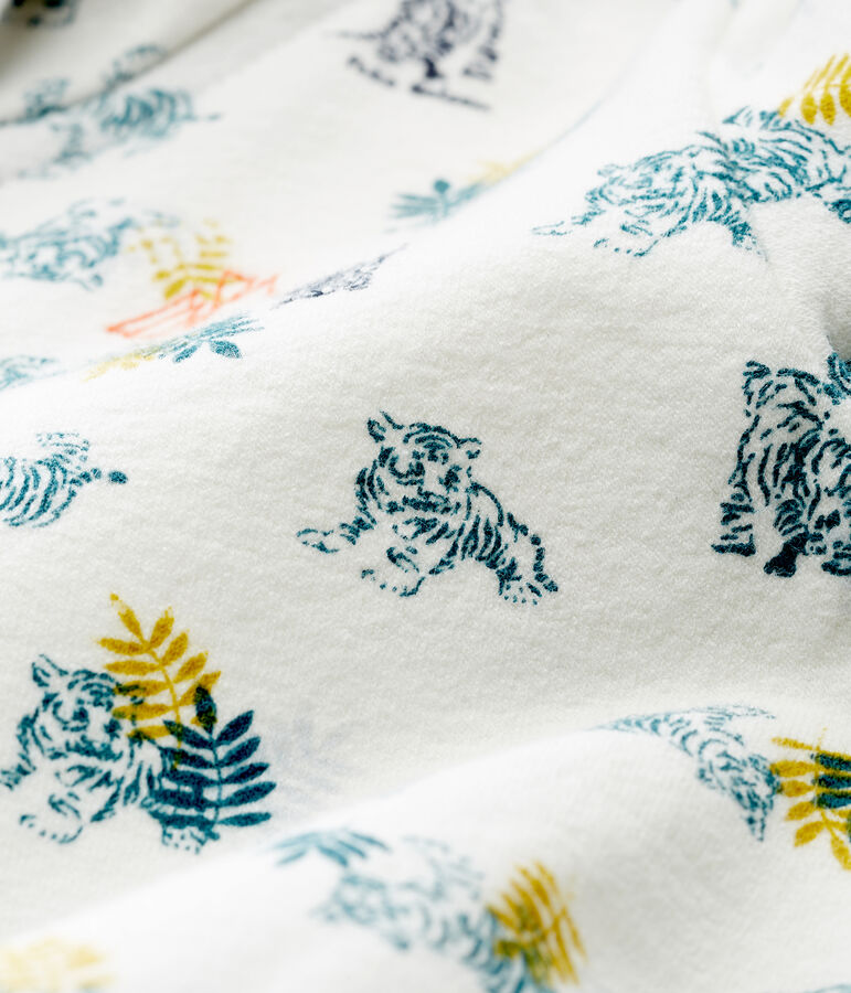 Sweatshirt &agrave; capuche zipp&eacute; b&eacute;b&eacute; gar&ccedil;on imprim&eacute; blanc MARSHMALLOW/blanc MULTICO