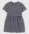 Robe manches courtes en coton enfant fille bleu SMOKING/blanc MARSHMALLOW