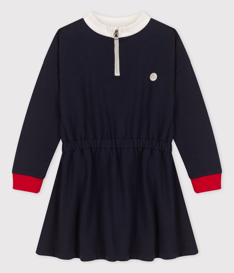 Robe manches longues en molleton enfant fille bleu SMOKING