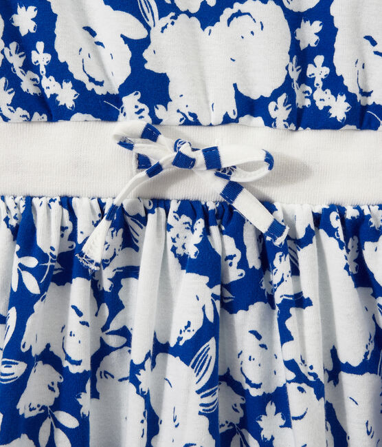 Robe fille imprimée blanc MARSHMALLOW/bleu PERSE