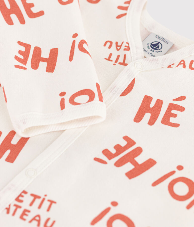 Dors-bien b&eacute;b&eacute; en molleton blanc/rose