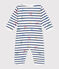Katoenen babypyjama met kraagje en zonder voetjes - Parijs wit ECUME/wit MULTICO