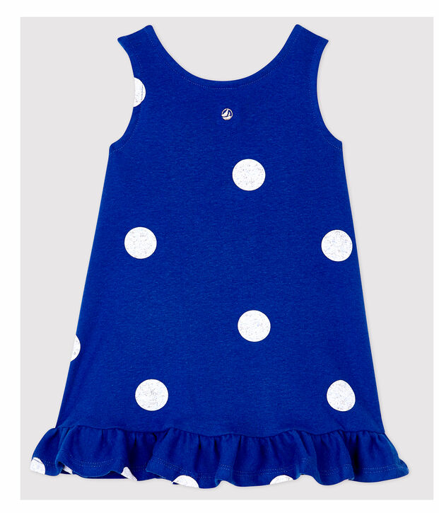 Mouwloze linnen jurk voor babymeisjes blauw/wit