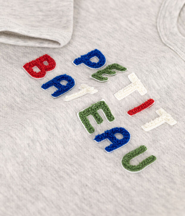 Sweat b&eacute;b&eacute; en coton, uni gris chin&eacute; clair