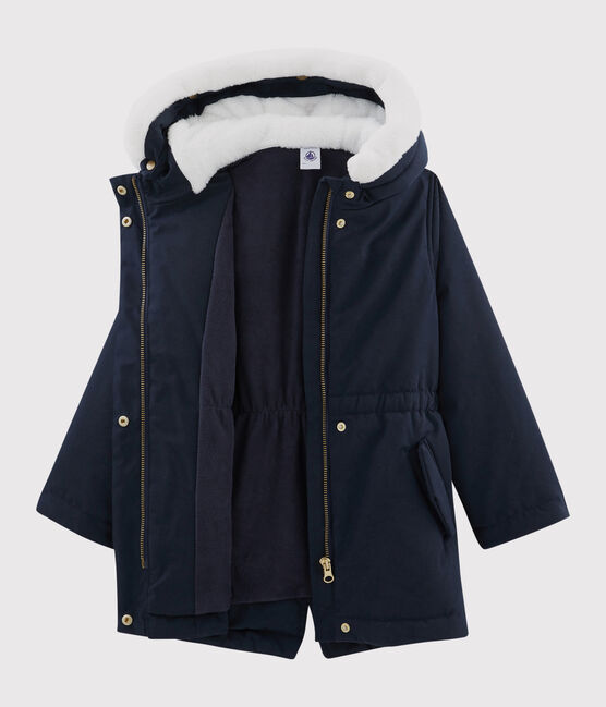 Parka en coton enduit enfant fille bleu SMOKING