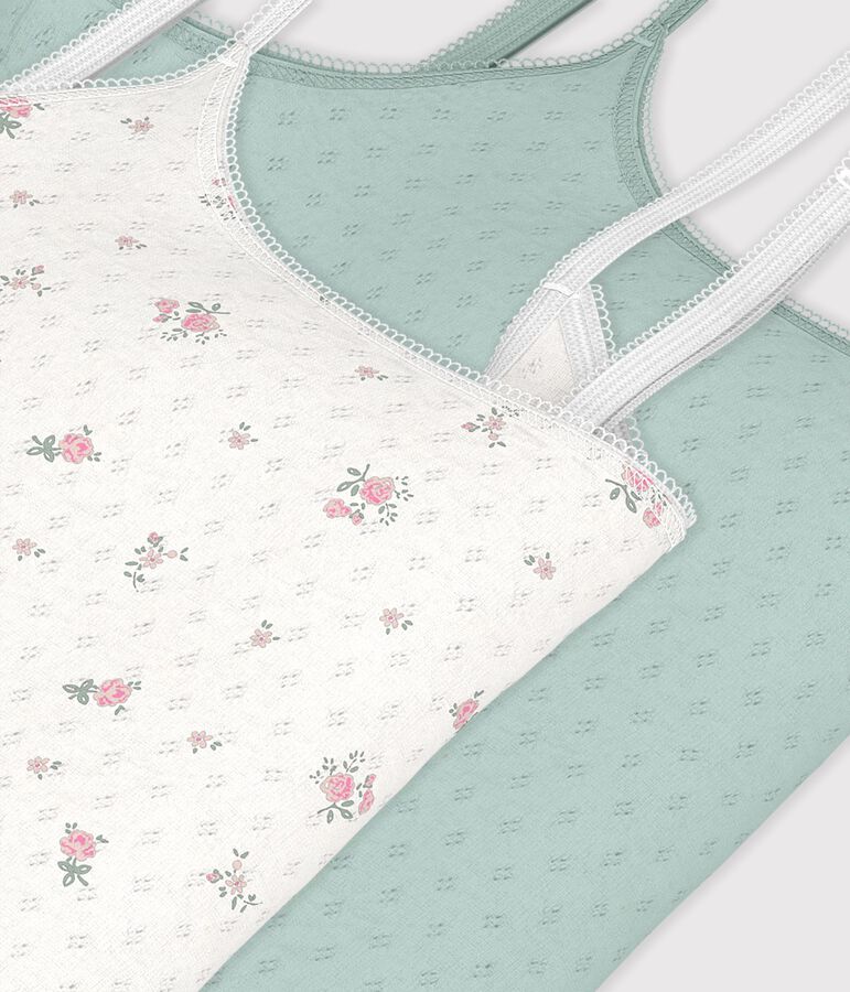 Set dameshemdjes met bandjes in ajourkatoen multicouleur