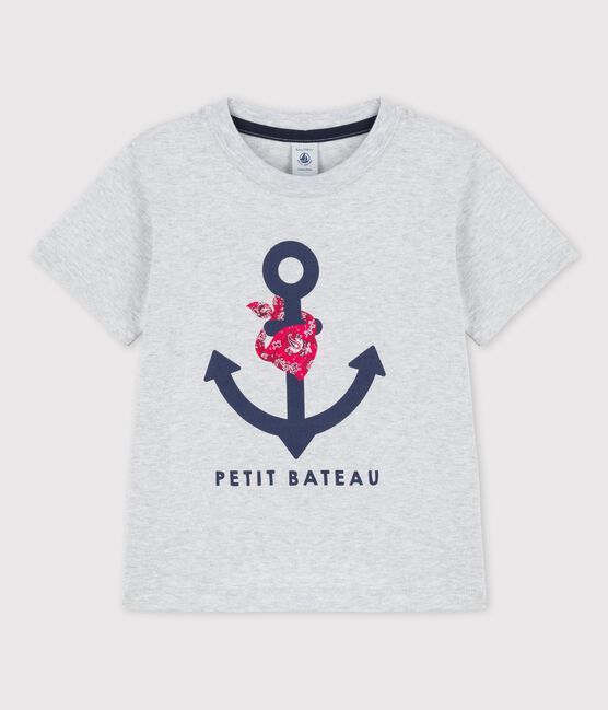 T-shirt met korte mouwen in katoen voor jongens grijs POUSSIERE CHINE