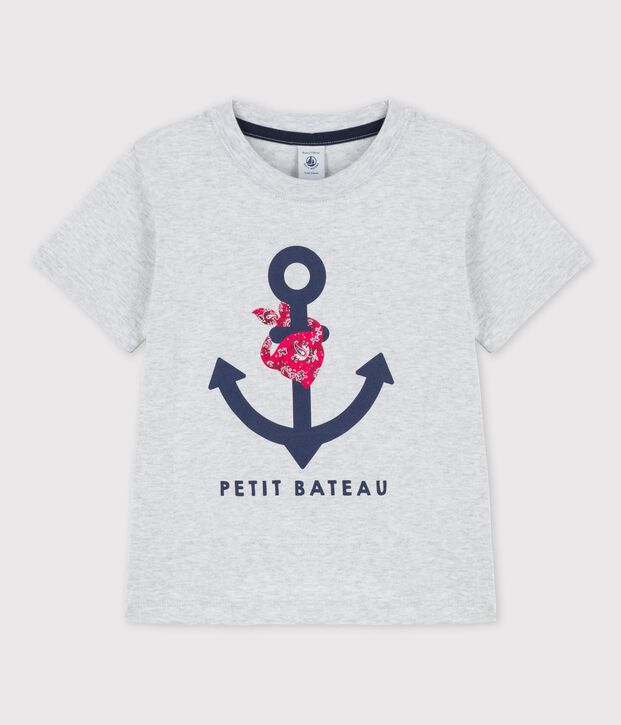 T-shirt met korte mouwen in katoen voor jongens grijs