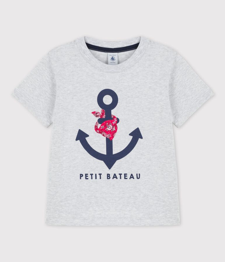 T-shirt manches courtes en coton enfant gar&ccedil;on gris