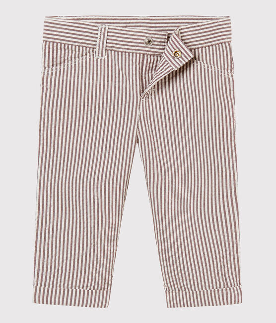 Gestreepte broek voor babyjongens rood VINO/wit MARSHMALLOW