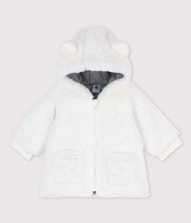 Manteau en sherpa douce b&eacute;b&eacute;. blanc