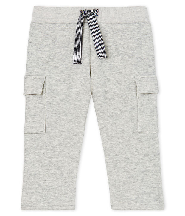 Pantalon b&eacute;b&eacute; gar&ccedil;on en maille velours gris chin&eacute; clair