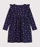 Katoenen kinderjurk met lange mouwen en bloemenprint blauw/multicouleur