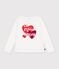 Tee-shirt enfant manches longues &agrave; motif c&oelig;ur blanc
