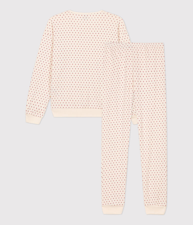 Pyjama femme en coton &eacute;cru/multicouleur
