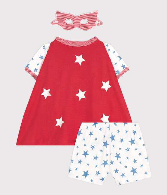 Pyjama short déguisement enfant en coton  cape phosphorescente blanc MARSHMALLOW/blanc MULTICO