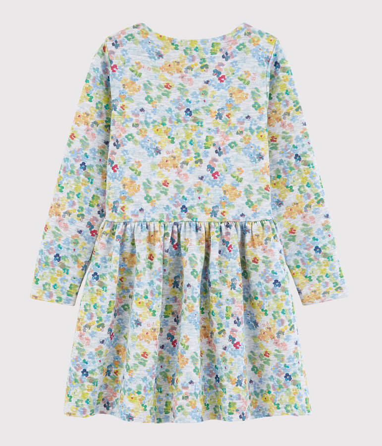 Robe manches longues en double jersey enfant fille gris/multicouleur