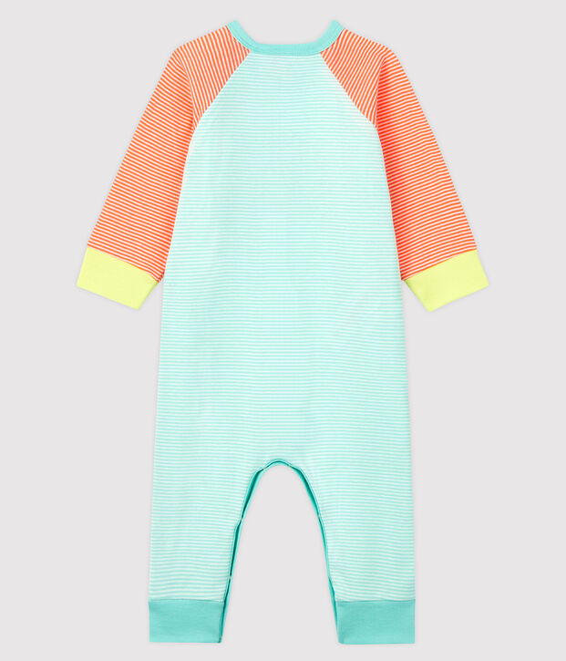 Slaappakje zonder voetjes van ribstof oranje/wit