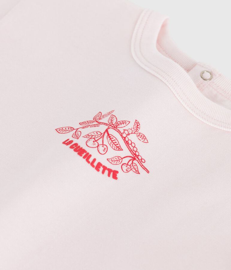 T-shirt b&eacute;b&eacute; en coton &agrave; manches courtes uni rose
