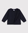 Effen gebreid babyvestje in katoen blauw SMOKING
