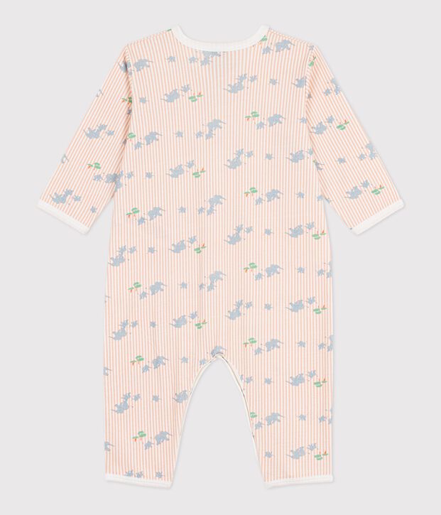 Katoenen babypyjama zonder voetjes met olifantenprint wit/multicouleur
