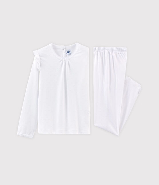 Pyjama petite fille en coton fin blanc ECUME
