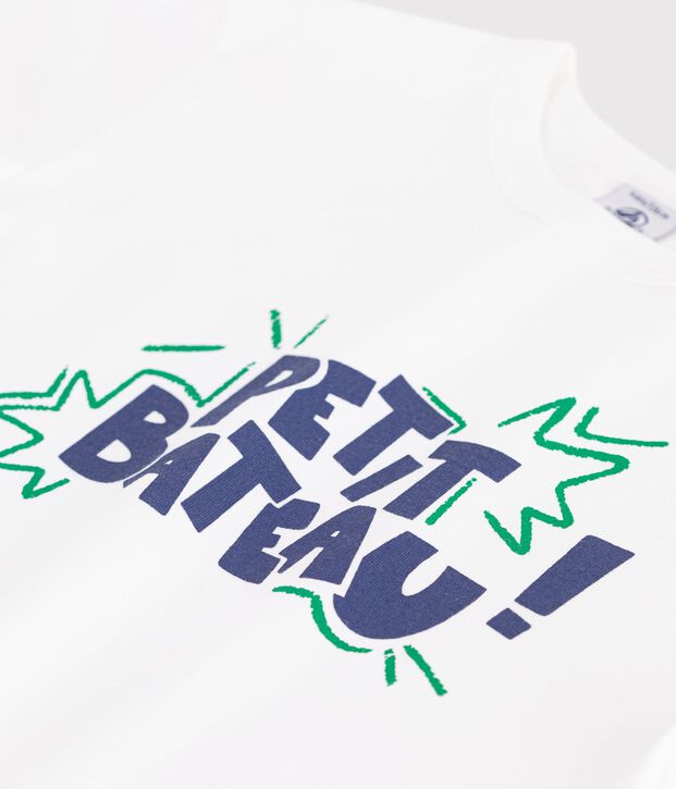 Katoenen T-shirt met korte mouwen voor kinderen wit/multicouleur