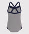 Maillot de bain enfant fille bleu ABYSSE/blanc LAIT