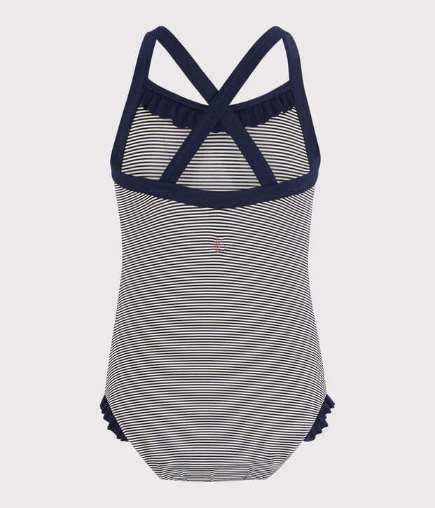 Maillot de bain enfant fille bleu/blanc