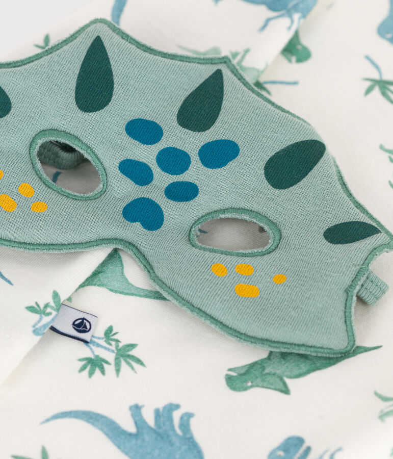 Pyjama short d&eacute;guisement enfant en coton imprim&eacute; dinosaures blanc/multicouleur