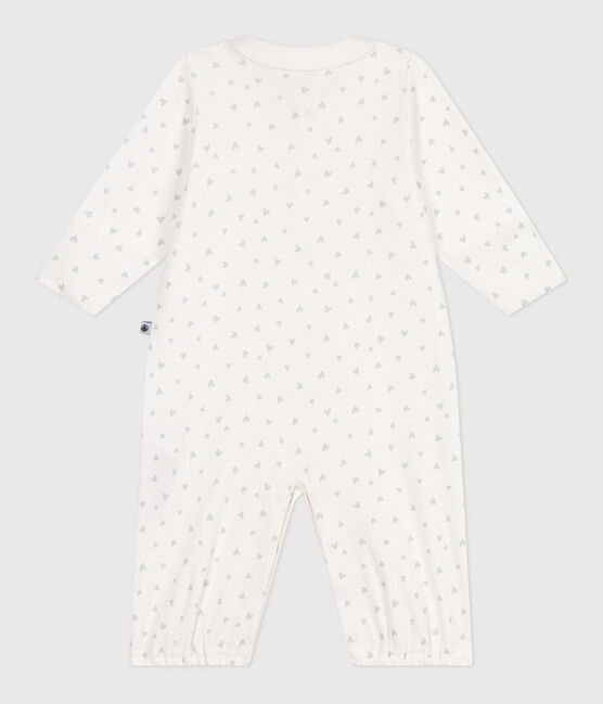 Combisac bébé en coton à col petits cœurs blanc MARSHMALLOW/blanc MULTICO