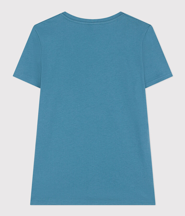 Tee-shirt LE DROIT col V en coton Femme bleu