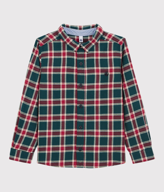 Geruit jongensshirt groen PINEDE/wit MULTICO