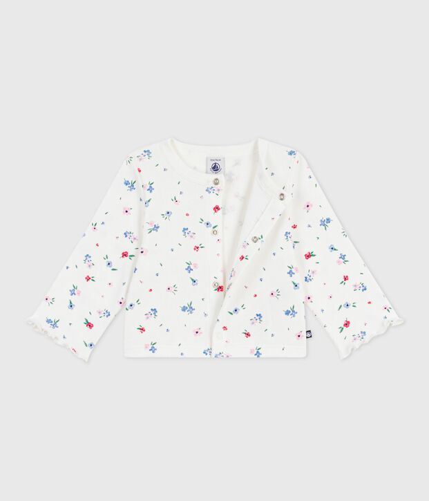 Katoenen babyvestje met bloemenprint wit/multicouleur