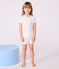 Pyjama short enfant en coton ajouré imprimé fleurs blanc MARSHMALLOW/blanc MULTICO
